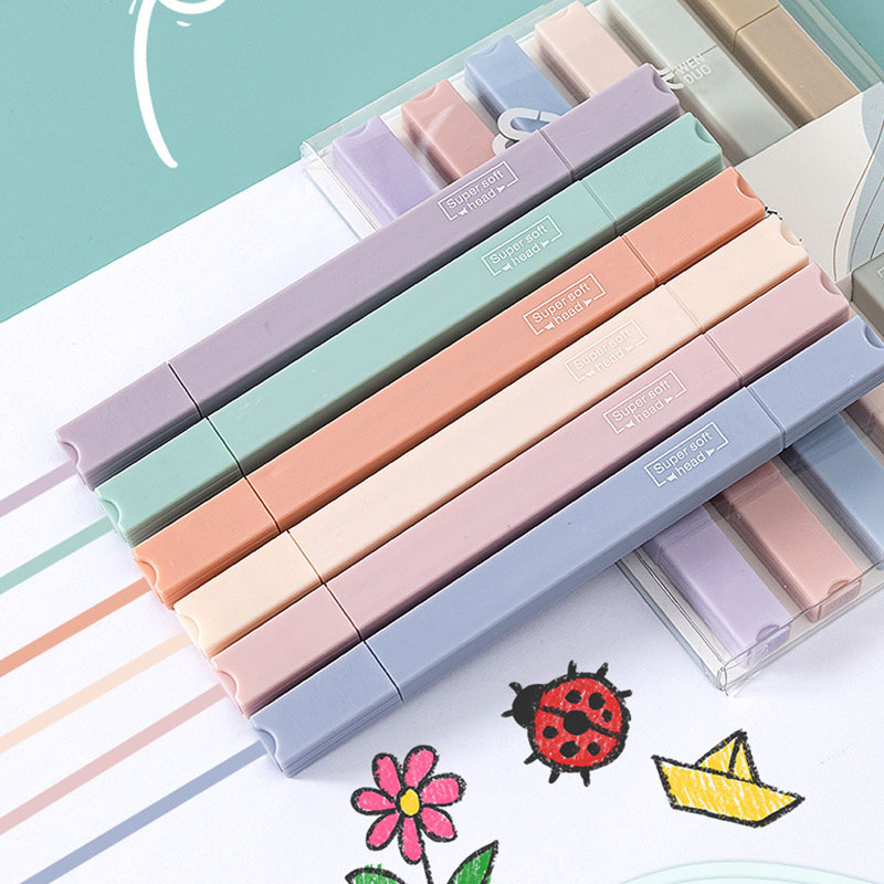 6 PCS Double Side Highlighter  - огляд і ціна Pastel Highlighter Set Double Ended